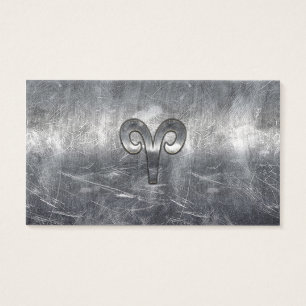 Aries Zodiac Symbol in Silver Distressed Style