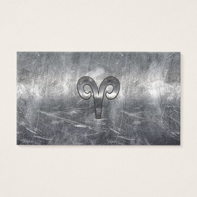 Aries Zodiac Symbol in Silver Distressed Style (Front)