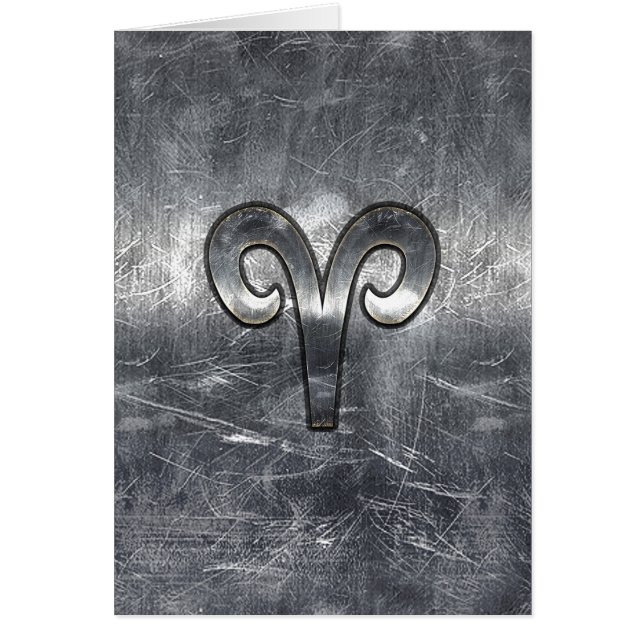 Aries Zodiac Symbol in Silver Distressed Style (Front)