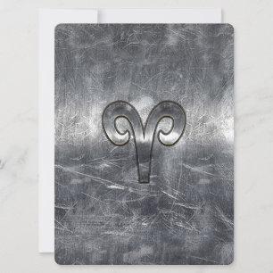 Aries Zodiac Symbol in Silver Distressed Style