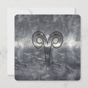 Aries Zodiac Symbol in Silver Distressed Style