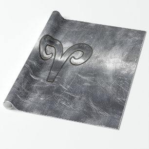Aries Zodiac Symbol Industrial Style Wrapping Paper