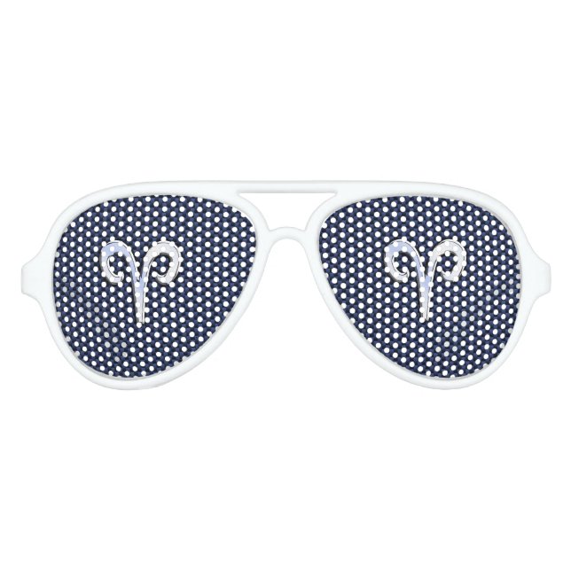 Aries Zodiac Symbol Navy Blue Carbon Fibre Style Aviator Sunglasses (Front)