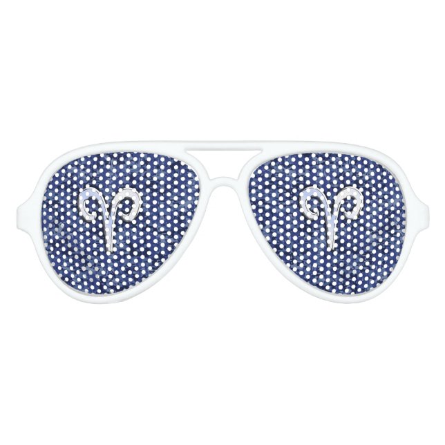 Aries Zodiac Symbol on Navy Blue Digital Camo Aviator Sunglasses (Front)