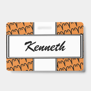 Aries Zodiac Symbol Standard by Kenneth Yoncich ID Badge