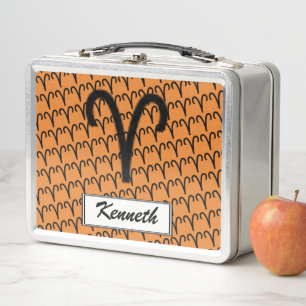 Aries Zodiac Symbol Standard by Kenneth Yoncich Metal Lunch Box