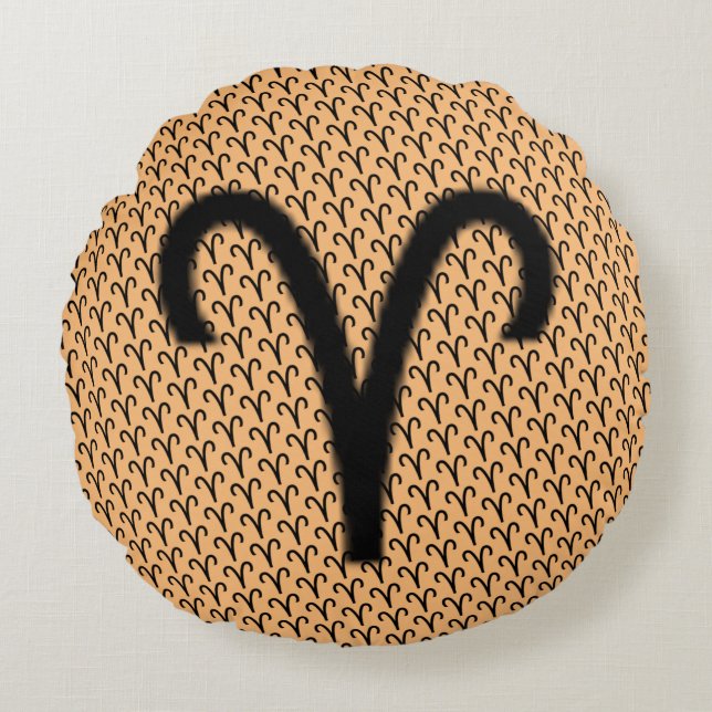 Aries Zodiac Symbol Standard by Kenneth Yoncich Round Cushion (Front)