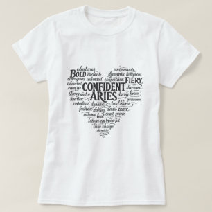 Aries Zodiac T-Shirt for Women   Word Cloud Design