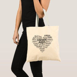 Aries Zodiac Tote Bag | Word Cloud Design