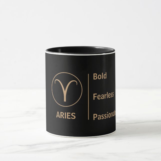 Aries Zodiac Traits Bold Fearless Passionate Mug (Center)