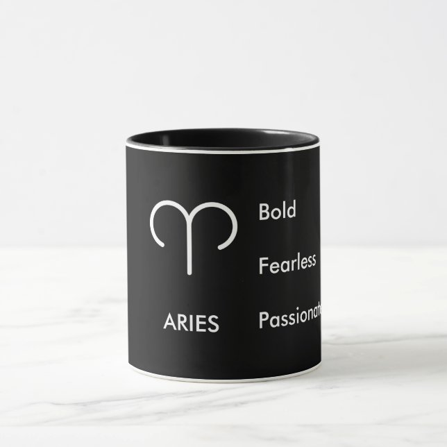 Aries Zodiac Traits Bold Fearless Passionate Mug (Center)