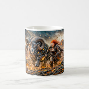 Aries Zodiac with Warrior and Charging Ram Coffee Mug