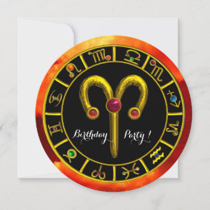 ARIES,ZODIACAL SIGNS,ZODIAC BIRTHDAY PARTY INVITES