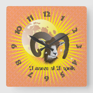 Ariete 21 March to 20 april Orologio Square Wall Clock