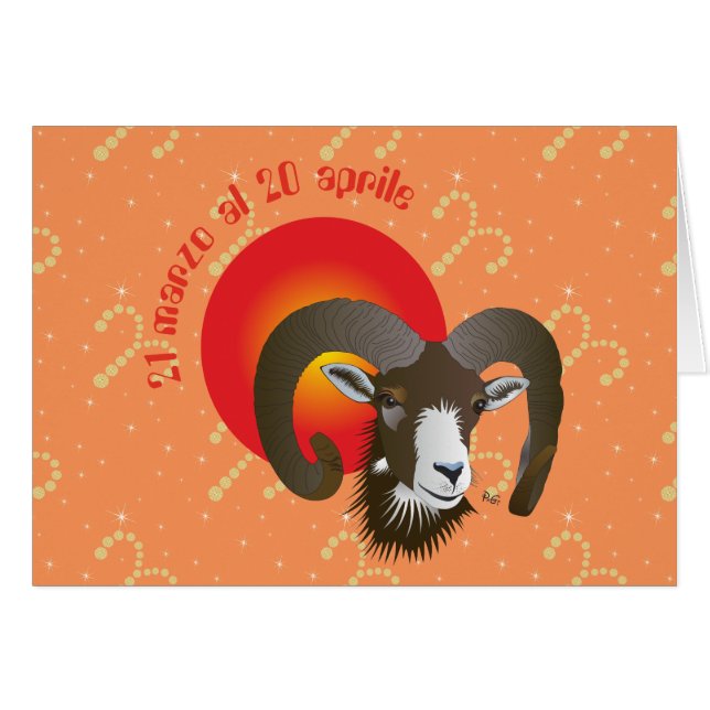 Ariete 21 marzo al 20 aprile Biglietti d'auguri (Front Horizontal)