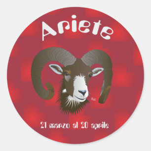 Ariete 21 marzo al 20 aprile Etichetta Classic Round Sticker