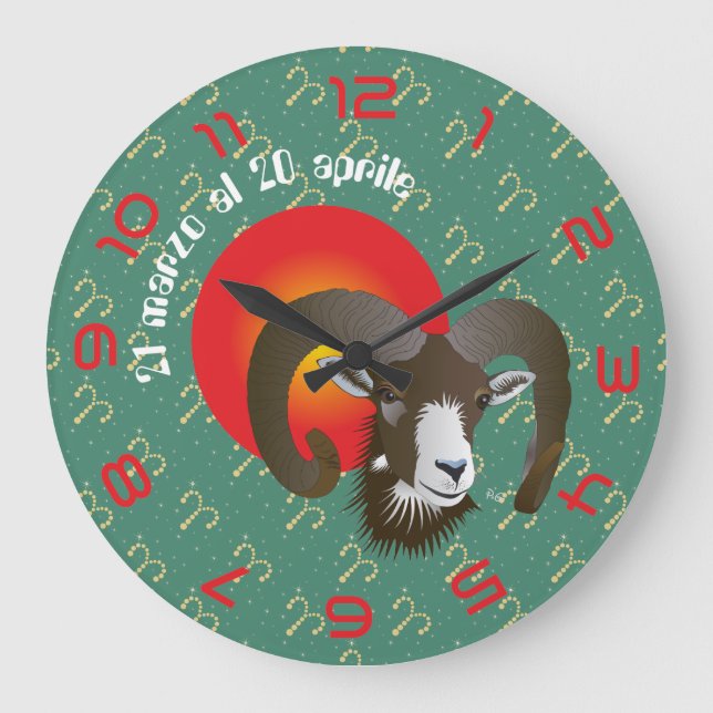 Ariete 21 marzo al 20 aprile Orologio Large Clock (Front)