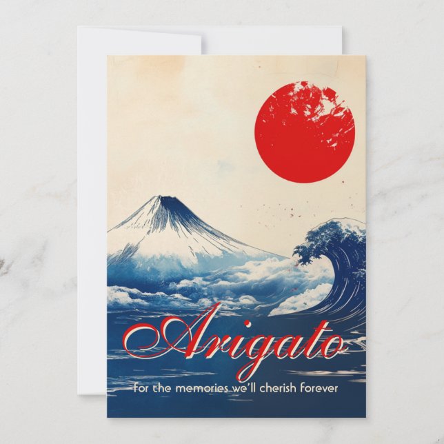 Arigato Japonesque Harmony with Fuji Thank You Card (Front)