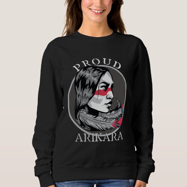 Arikara American Indian Tribe Warrior Girl Feather Sweatshirt (Front)