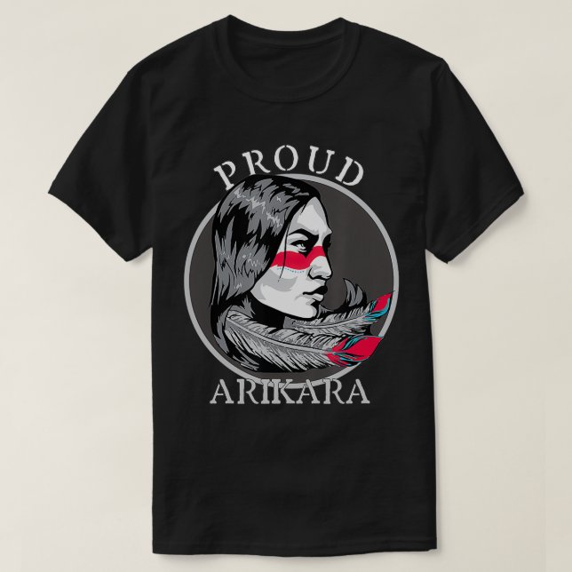 Arikara American Indian Tribe Warrior Girl Feather T-Shirt (Design Front)