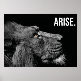 Arise - Lion - Hustle, Gym, Success Motivational Poster