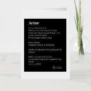Arise poem poetry black white foil greeting card
