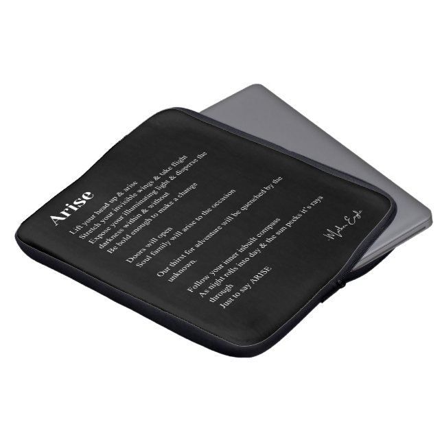 Arise poem poetry black white  laptop sleeve (Front Top)