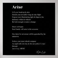 Arise poem poetry black white wall art decor