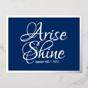 Arise Shine Bible Verse Blue and Silver Christmas Foil Holiday Postcard