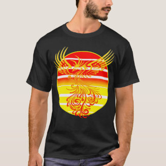 Arising Anew Phoenix and Retro Sunrise Vector Art  T-Shirt