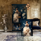 Aristocrat Lady Elegant Portrait Navy Blue