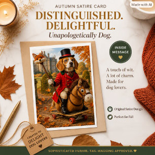 Aristocratic Beagle Autumn Fox Hunt Satire Card