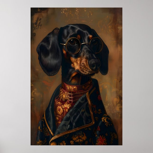 Aristocratic Dachshund Print, Renaissance Dog Poster (Front)