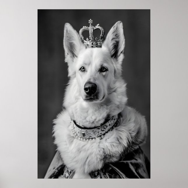 Aristocratic German Shepherd Dog Portrait, Funny Poster (Front)