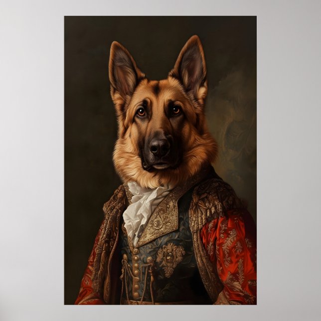 Aristocratic German Shepherd Print, Renaissance Poster (Front)