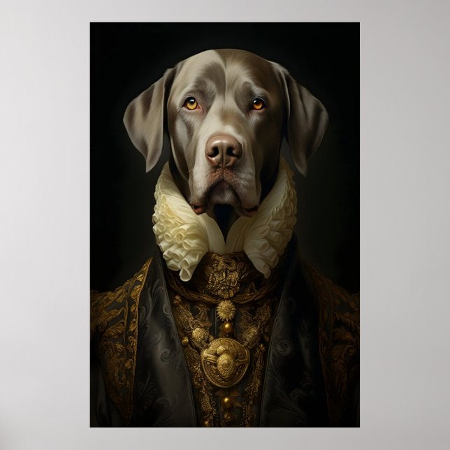 Aristocratic Labrador Portrait, Funny Royal Dog Poster (Front)