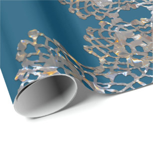 Aristocratic Monogram Bleu Holiday Elegant Wrapping Paper