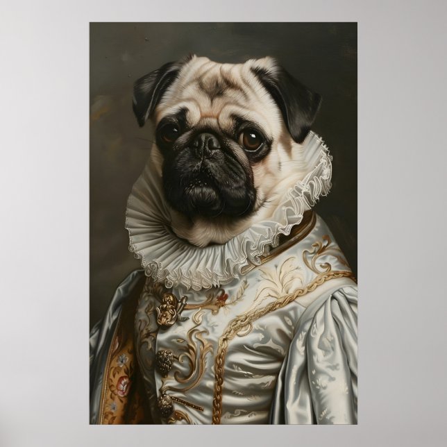 Aristocratic Pug Renaissance Portrait Print (Front)