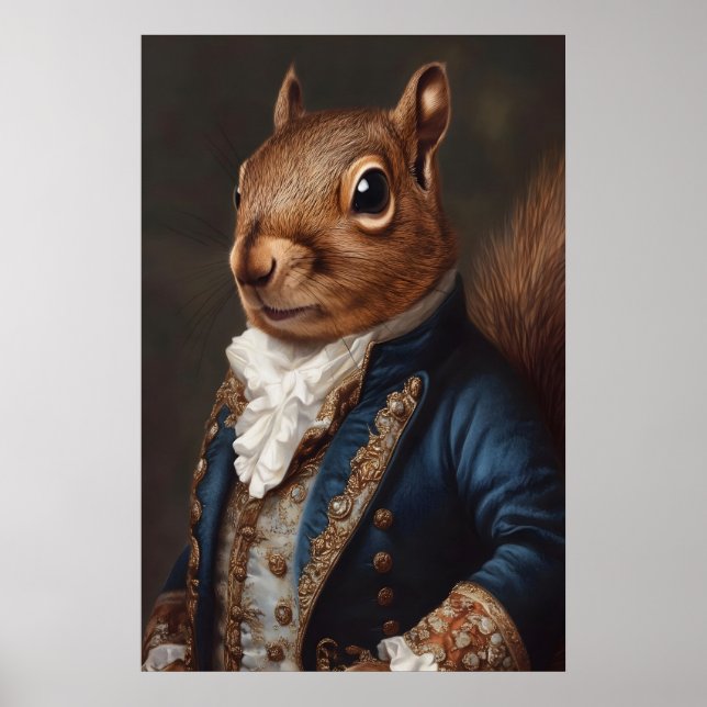 Aristocratic Squirrel Portrait, Renaissance Animal Poster (Front)