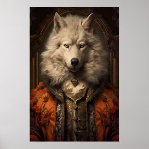 Aristocratic Wolf Portrait, Renaissance Animal Art Poster