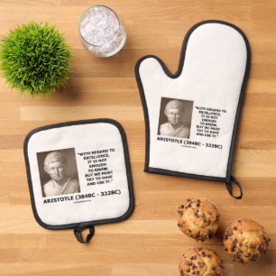 Aristotle Excellence Not Enough To Know Must Try Oven Mitt & Pot Holder Set
