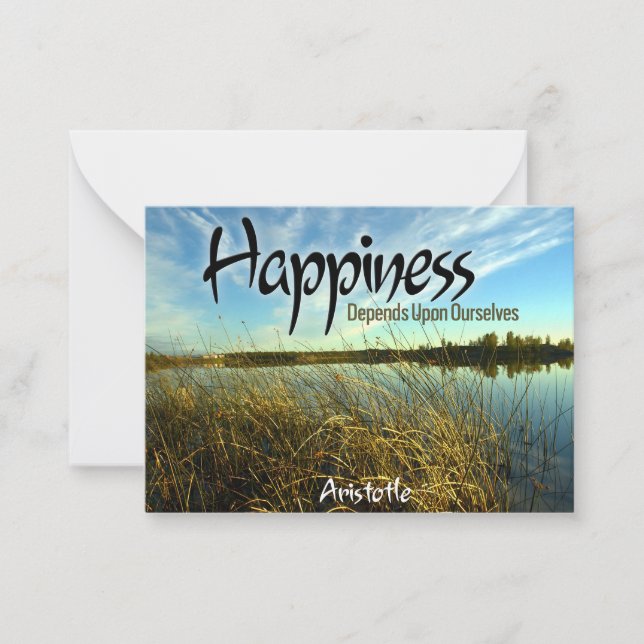Aristotle Inspirational Quote "Happiness" Card (Front)