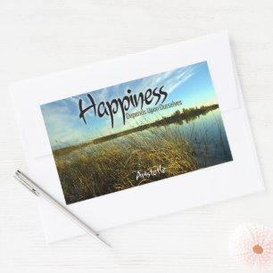 Aristotle Inspirational Quote "Happiness" Rectangular Sticker