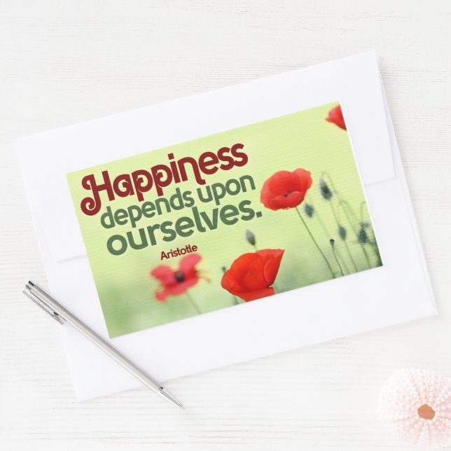 Aristotle Inspirational Quote "Happiness" Rectangular Sticker (Envelope)