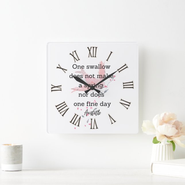 Aristotle Spring Quote Decor For Home  Square Wall Clock (Home)
