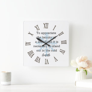 Aristotle Winter Quote Decor For Home Square Wall Clock