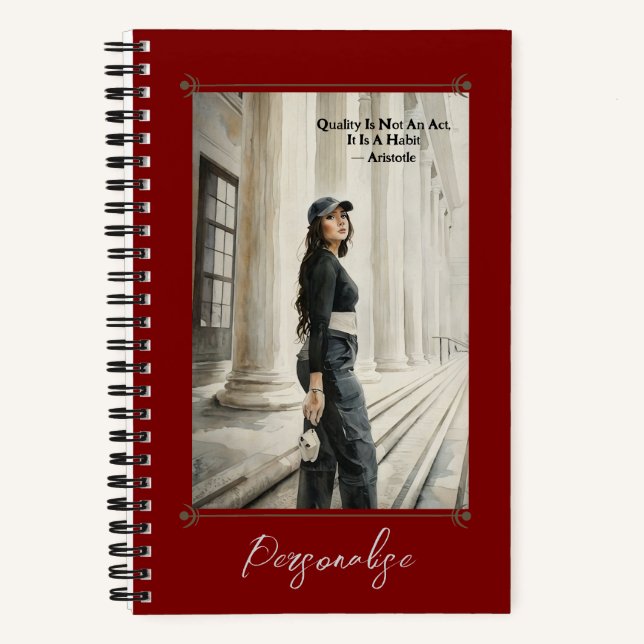 Aristotle Wisdom Quote Cute Girly Red Journal (Front)