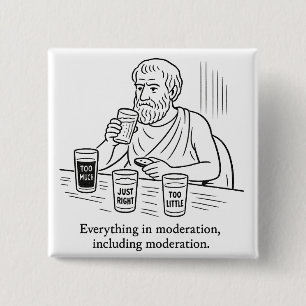 Aristotle's Guide to Moderation 15 Cm Square Badge