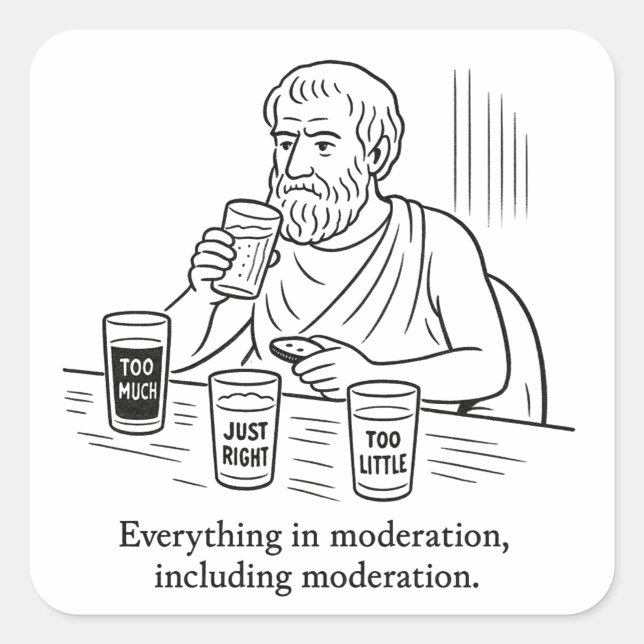 Aristotle's Guide to Moderation Square Sticker (Front)