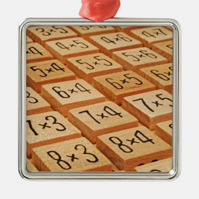 Arithmetic. Multiplication times table wooden Metal Tree Decoration (Front)